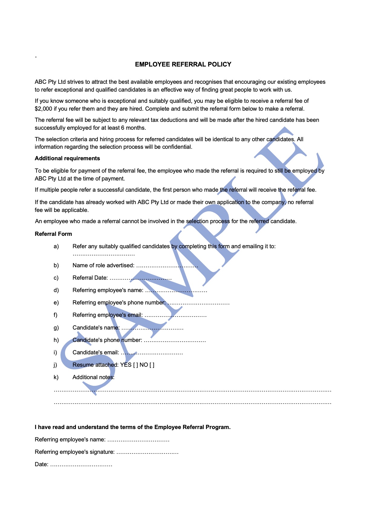 Employee Referral Form